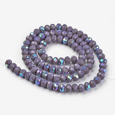 Electroplate Opaque Solid Color Glass Beads Strands EGLA-A034-P6mm-L10-1