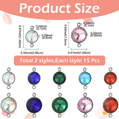 30Pcs 2 Styles Glass Cone Connector Charms STAS-YW0011-23-1