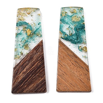 Opaque Resin & Walnut Wood Pendants RESI-T058-04L-1