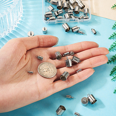60Pc 6 Styles 201 Stainless Steel Cord Ends STAS-TA0002-98-1