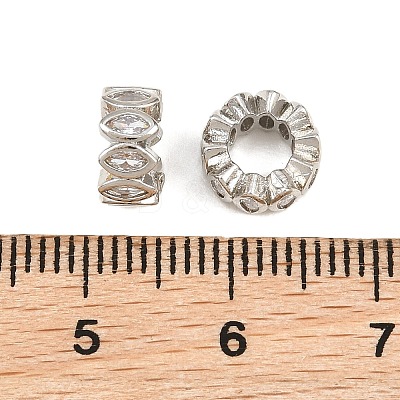 Brass Micro Pave Clear Cubic Zirconia European Beads CU-CBA6A75-15P-1