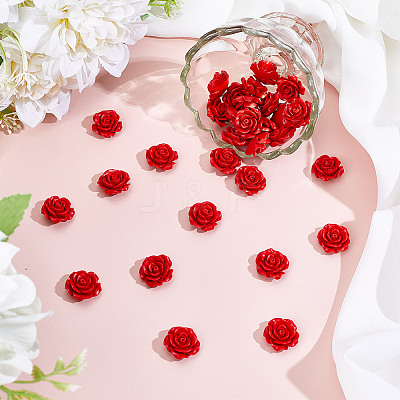 40Pcs Synthetic Coral 3D Flower Rose Carved Beads CORA-HY0001-03-1