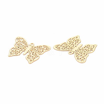 Rack Plating 201 Stainless Steel Filigree Pendants STAS-T057-32G-1