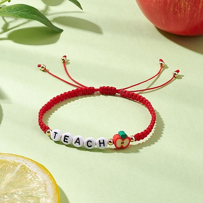 Teacher's Day Acrylic Beads Braided Bead Bracelets Men Women BJEW-TA00605-1