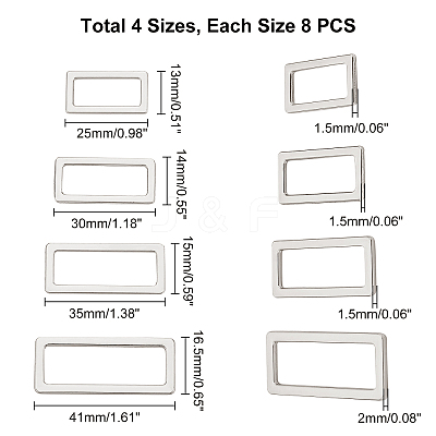 32Pcs 4 Style Alloy Buckle FIND-WR0002-90P-1