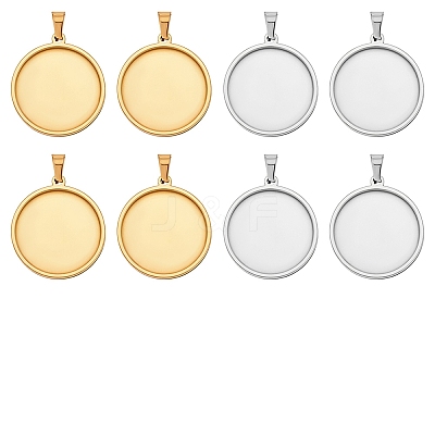 12Pcs 2 Colors 201 Stainless Steel Pendant Cabochon Settings STAS-WR0001-42-1