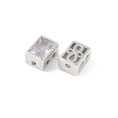 Rectangle Brass Glass Beads KK-Z101-01P-1