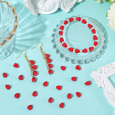 100Pcs Dyed Synthetic Coral Carved Beads CORA-SC0001-14-1
