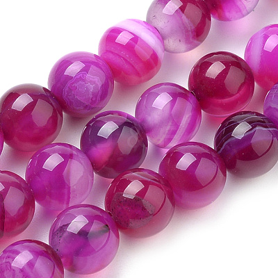 Natural Striped Agate/Banded Agate Beads Strands G-S259-04-8mm-1