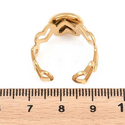 Hollow Heart 304 Stainless Steel Open Cuff Ring Components STAS-F366-08B-G-1