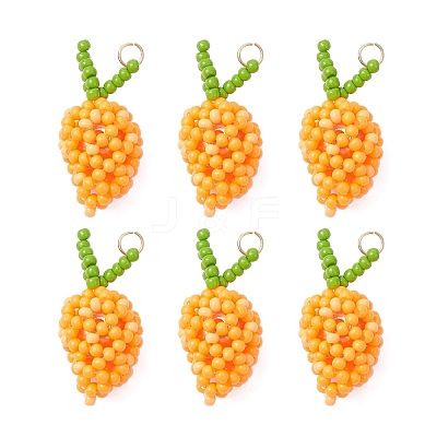 Glass Seed Beaded Mango Pendants PALLOY-MZ00893-01-1