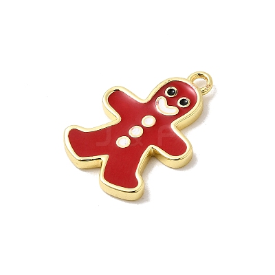 Christmas Brass Enamel Pendants KK-L258-05G-B02-1