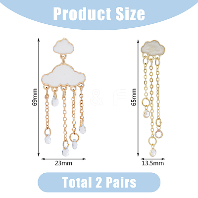 2 Pairs 2 Style Alloy Cloud Chandelier Earrings EJEW-FI0002-24-1