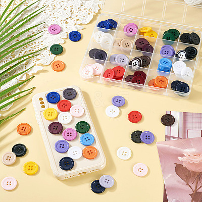 120Pcs 20 Colors 4-Hole Resin Buttons BUTT-TA0001-29B-1
