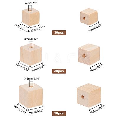 90pcs 3 Style Wood Beads WOOD-PH0009-45-1