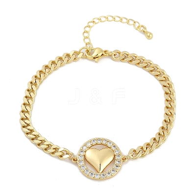 Brass Micro Pave Clear Cubic Zirconia Link Bracelets BJEW-M050-03G-02-1