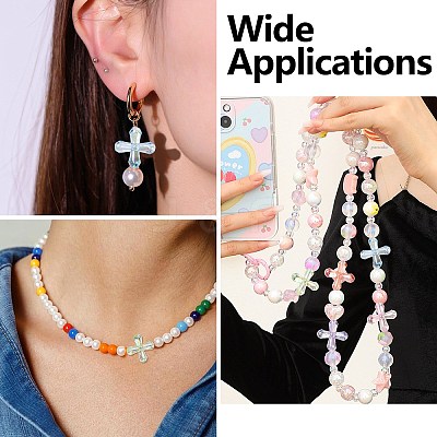 50Pcs UV Plating Transparent Acrylic Beads MACR-CJ0002-21-1