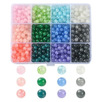 840Pcs 12 Colors Baking Paint Crackle Glass Bead Strands DGLA-YW0001-10-1