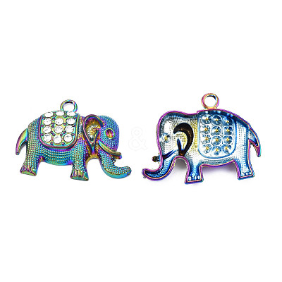 Rainbow Color Alloy Pendant Rhinestone Settings PALLOY-T054-155-1