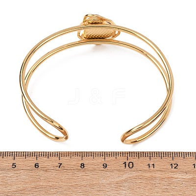 304 Stainless Steel & Oval Acrylic Imitation Gemstone Bead Cuff Bangles for Women BJEW-T027-01C-1