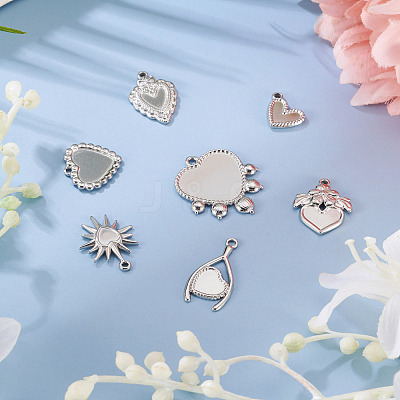 7Pcs 7 Styles 304 Stainless Steel Pendant Cabochon Settings STAS-TA0005-83-1