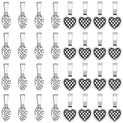 120Pcs 2 Styles Alloy Glue On Flat Pad Pendant Bails FIND-SP0005-10-1
