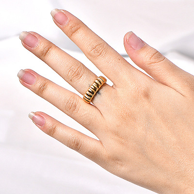 Wave Texture 304 Stainless Steel Finger Rings WGA78FE-02-1