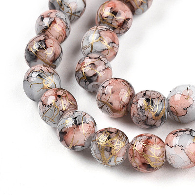 Baking Paint Glass Beads Strands DGLA-N003-8mm-B05-1
