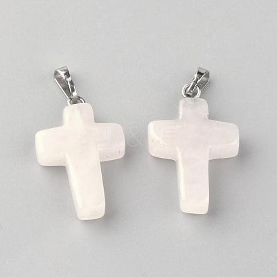 Natural Rose Quartz Pendants G-J354-09-1