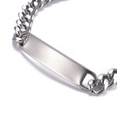Tarnish Resistant 304 Stainless Steel Curb Chain ID Bracelets X-BJEW-G631-04P-1