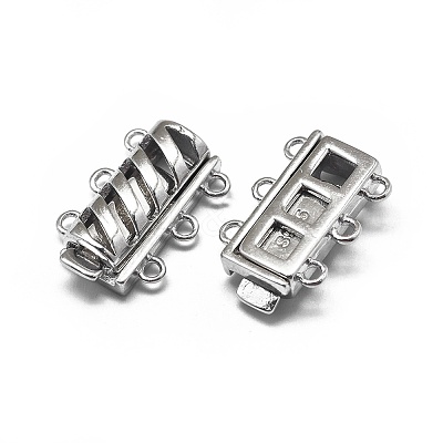 Rhodium Plated 925 Sterling Silver Box Clasps X-STER-L057-017P-1