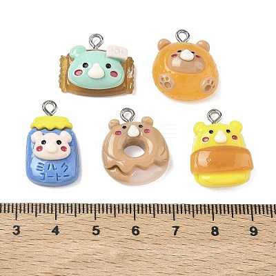 Bear Theme Opaque Resin Pendants RESI-B044-08P-1