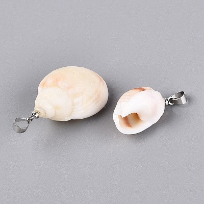 Brass & Natural Spiral Shell Pendants SHEL-Q029-13P-1