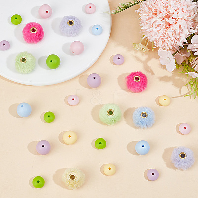 20Pcs 5 Colors Imitation Mink Fur European Beads FIND-PA0001-62C-1