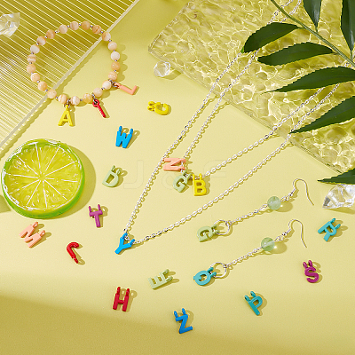 52Pcs 26 Style Spray Painted Alloy Charms PALLOY-PH0002-44-RS-1