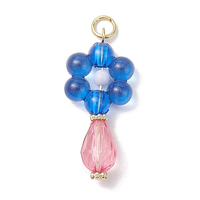 Flat Round Acrylic Pendant Necklaces PALLOY-JF02613-1