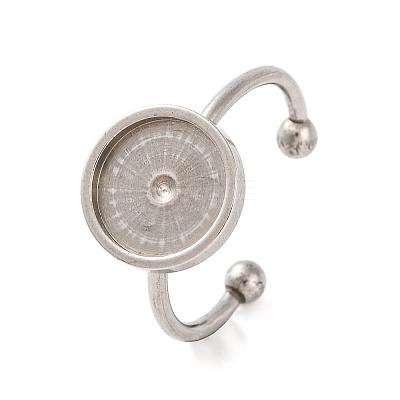 Non-Tarnish 304 Stainless Steel Open Cuff Ring Components STAS-S134-01P-04-1