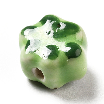 Handmade Printed Porcelain Beads PORC-F005-02E-1