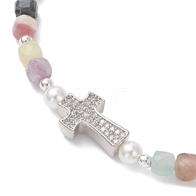 Natural Mixed Gemstone Beaded Stretch Bracelets for Women BJEW-JB13199-01-1