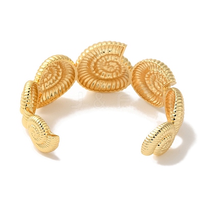 Rack Plating Brass Conch Open Cuff Bangles BJEW-B098-01G-1