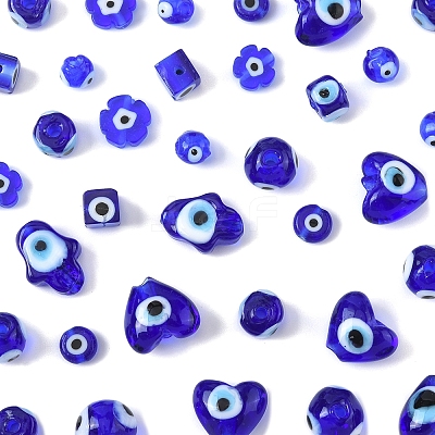 80Pcs 8 Styles Handmade Lampwork Evil Eye Beads LAMP-FS0001-38B-1