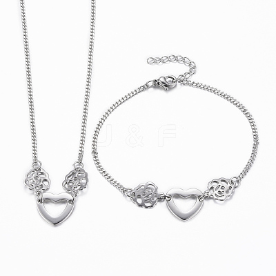 Tarnish Resistant 304 Stainless Steel Jewelry Sets SJEW-K137-03P-1