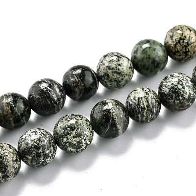 Natural Green Zebra Jasper Beads Strands G-O199-05B-1