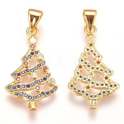 Brass Micro Pave Cubic Zirconia Pendants ZIRC-F086-10-1