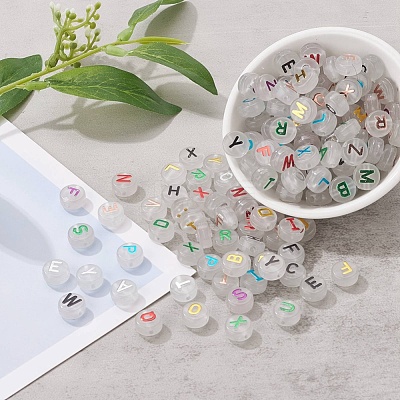 150Pcs Luminous Acrylic Beads LACR-YW0001-02-1