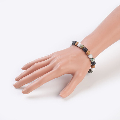 Natural African Turquoise(Jasper) Stretch Bracelets BJEW-JB03682-03-1