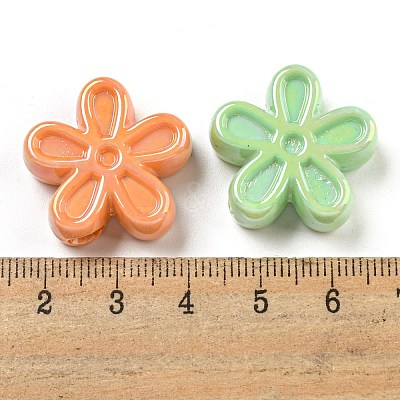 UV Plating Iridescent Acrylic Beads OACR-G039-14-1