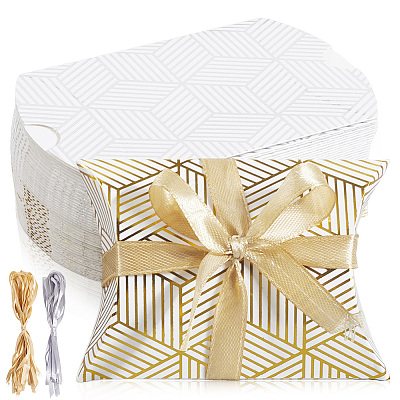 40Sets 2 Colors Hot Stamping Pillow Cardboard Paper Printed Candy Boxes CON-BBC0001-13A-1