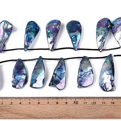 AB Color Plated Dyed Natural Freshwater Shell Beads Strands X-SHEL-T020-55C-1