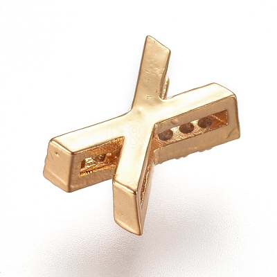Golden Plated Brass Micro Pave Cubic Zirconia Slide Charms ZIRC-L075-61X-G-1